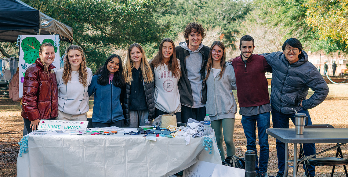 A group of students smiling