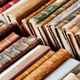 old books in a row