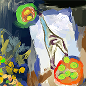 close up of an abstract painting